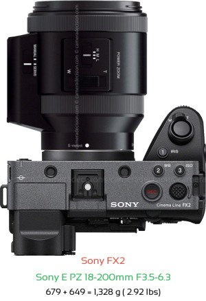 Sony FX2 with Sony E PZ 18-200mm F3.5-6.3 Lens Size