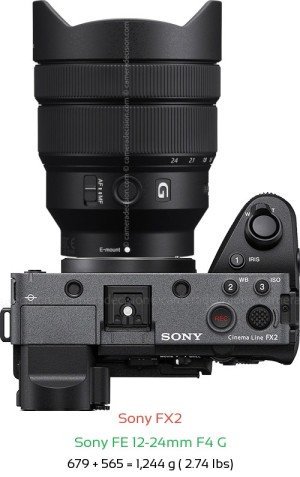 Sony FX2 with Sony FE 12-24mm F4 G Lens Size