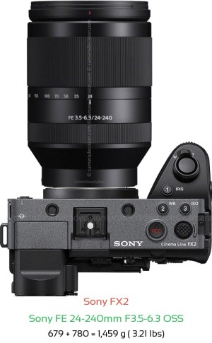 Sony FX2 with Sony FE 24-240mm F3.5-6.3 OSS Lens Size