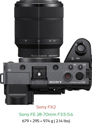 Sony FX2 with Sony FE 28-70mm F3.5-5.6 Lens Size