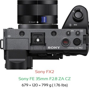 Sony FX2 with Sony FE 35mm F2.8 ZA CZ Lens Size