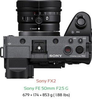 Sony FX2 with Sony FE 50mm F2.5 G Lens Size