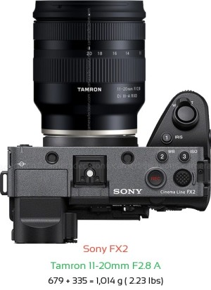 Sony FX2 with Tamron 11-20mm F2.8 A Lens Size