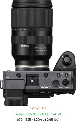 Sony FX2 with Tamron 17-70 F2.8 Di III-A VC Lens Size