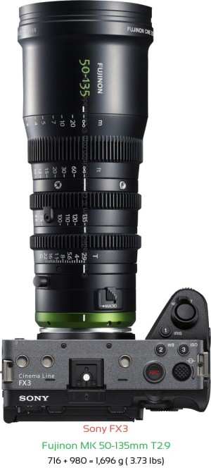 Sony FX3 with Fujinon MK 50-135mm T2.9 Lens Size