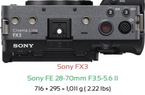 Sony FX3 with Sony FE 28-70mm F3.5-5.6 II Lens Size