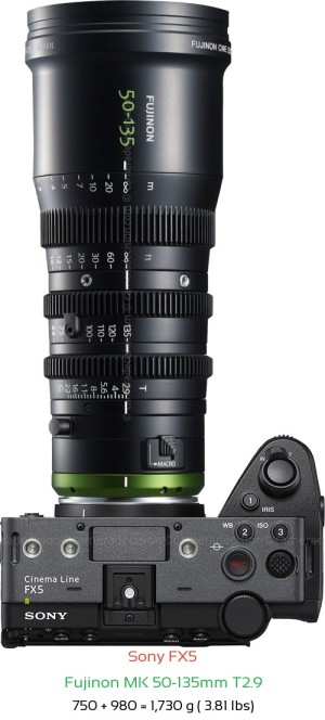 Sony FX5 with Fujinon MK 50-135mm T2.9 Lens Size