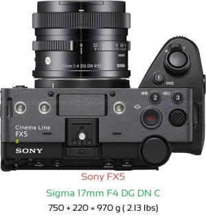 Sony FX5 with Sigma 17mm F4 DG DN C Lens Size
