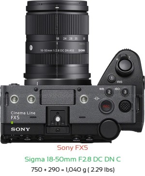 Sony FX5 with Sigma 18-50mm F2.8 DC DN C Lens Size