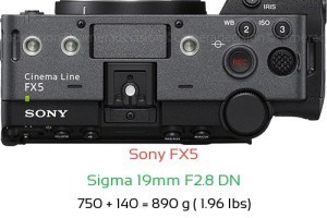 Sony FX5 with Sigma 19mm F2.8 DN Lens Size