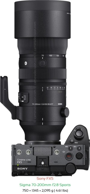 Sony FX5 with Sigma 70-200mm f2.8 Sports Lens Size