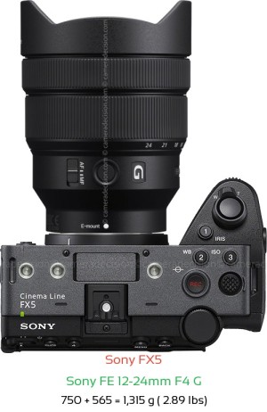 Sony FX5 with Sony FE 12-24mm F4 G Lens Size