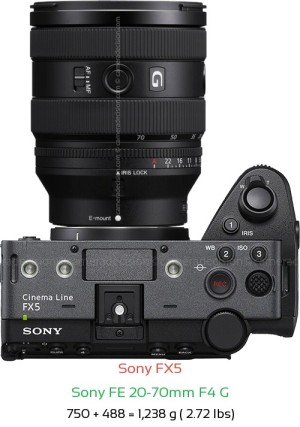 Sony FX5 with Sony FE 20-70mm F4 G Lens Size
