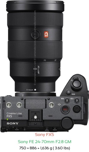Sony FX5 with Sony FE 24-70mm F2.8 GM Lens Size