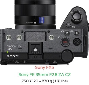 Sony FX5 with Sony FE 35mm F2.8 ZA CZ Lens Size
