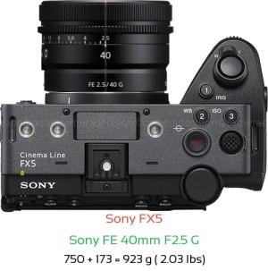 Sony FX5 with Sony FE 40mm F2.5 G Lens Size