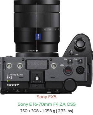 Sony FX5 with Sony E 16-70mm F4 ZA OSS Lens Size