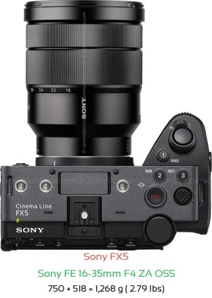 Sony FX5 with Sony FE 16-35mm F4 ZA OSS Lens Size