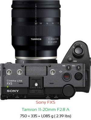 Sony FX5 with Tamron 11-20mm F2.8 A Lens Size
