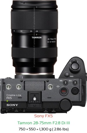 Sony FX5 with Tamron 28-75mm F2.8 Di III Lens Size