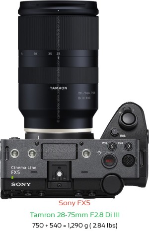 Sony FX5 with Tamron 28-75mm F2.8 Di III Lens Size