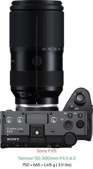 Sony FX5 with Tamron 50-300mm F4.5-6.3 Lens Size
