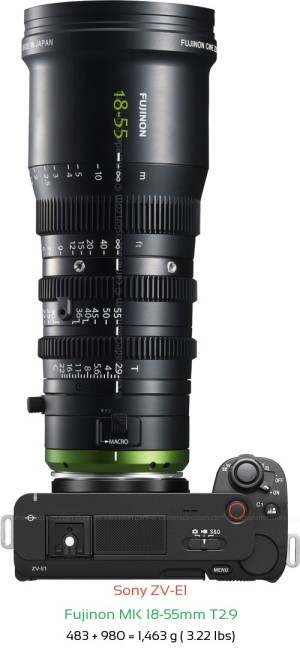Sony ZV-E1 with Fujinon MK 18-55mm T2.9 Lens Size