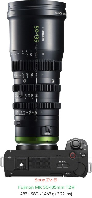 Sony ZV-E1 with Fujinon MK 50-135mm T2.9 Lens Size