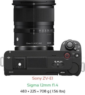 Sony ZV-E1 with Sigma 12mm f1.4 Lens Size