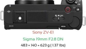 Sony ZV-E1 with Sigma 19mm F2.8 DN Lens Size