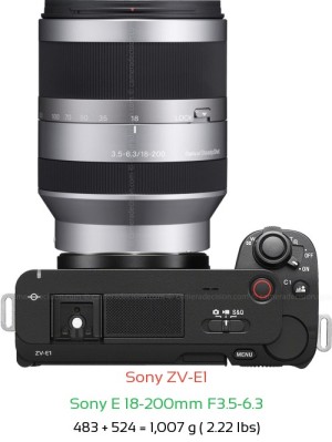 Sony ZV-E1 with Sony E 18-200mm F3.5-6.3 Lens Size