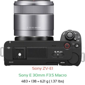 Sony ZV-E1 with Sony E 30mm F3.5 Macro Lens Size