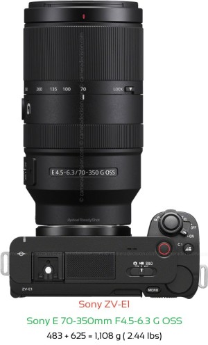 Sony ZV-E1 with Sony E 70-350mm F4.5-6.3 G Lens Size