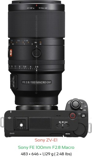 Sony ZV-E1 with Sony FE 100mm F2.8 Macro Lens Size
