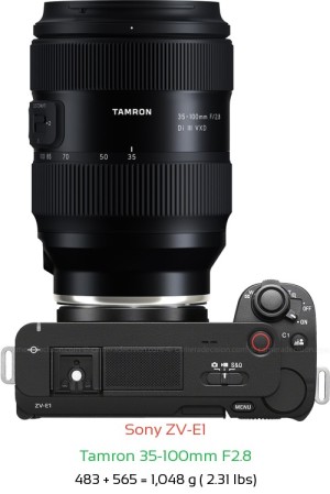 Sony ZV-E1 with Tamron 35-100mm F2.8 Lens Size