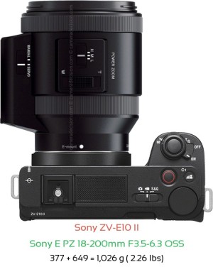 Sony ZV-E10 II with Sony E PZ 18-200mm F3.5-6.3 Lens Size
