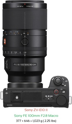 Sony ZV-E10 II with Sony FE 100mm F2.8 Macro Lens Size