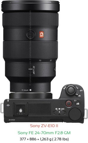 Sony ZV-E10 II with Sony FE 24-70mm F2.8 GM Lens Size