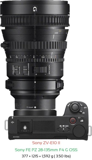 Sony ZV-E10 II with Sony FE PZ 28-135mm F4 G Lens Size