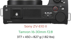 Sony ZV-E10 II with Tamron 16-30mm f2.8 Lens Size