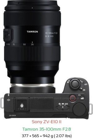Sony ZV-E10 II with Tamron 35-100mm F2.8 Lens Size
