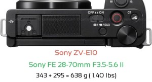 Sony ZV-E10 with Sony FE 28-70mm F3.5-5.6 II Lens Size