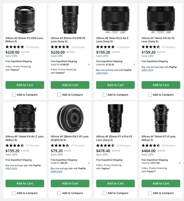 All Viltrox Lenses are 20 Off