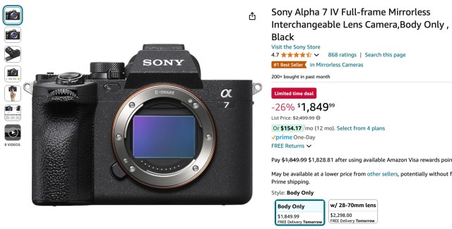 Crazy Sony A7 IV Deal: It is down to $1849!