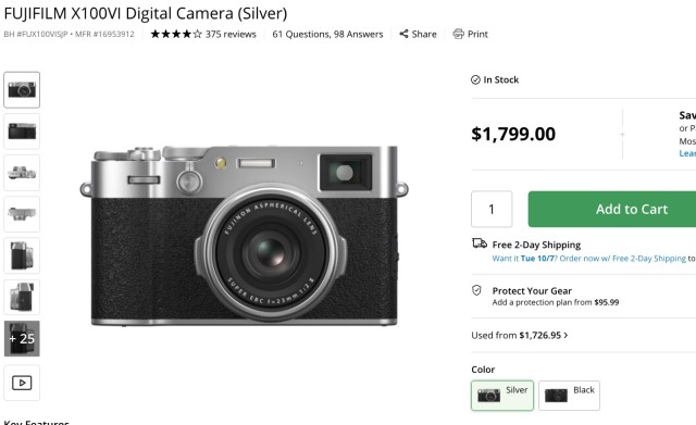 Fujifilm X100VI in Silver and Black Finishes inStock at B&H Photo
