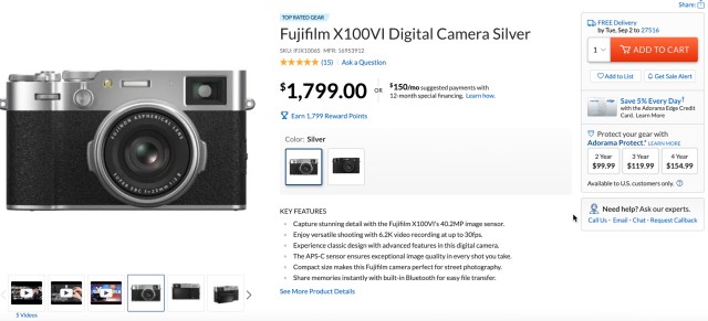 Fujifilm X100VI in Stock at Adorama