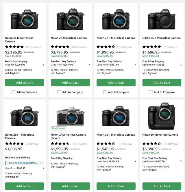Nikon Camera Sales at B&H Photo October 2025