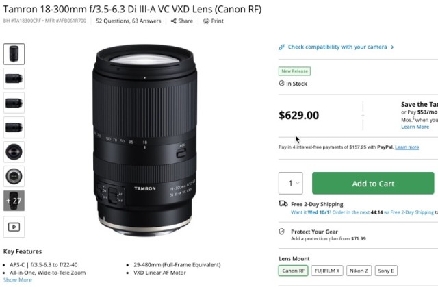 Now in Stock for Canon RF: Tamron 18-300mm f3.5-6.3 Di III-A VC VXD