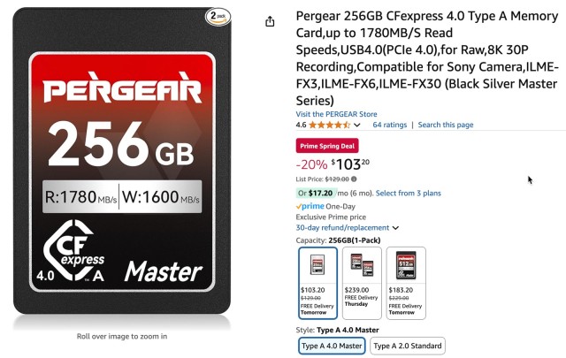 Pergear offers some of the most affordable CFexpress 4.0 Type A Cards
