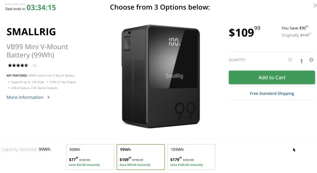 SmallRig VB99 Mini V-Mount Battery Deal